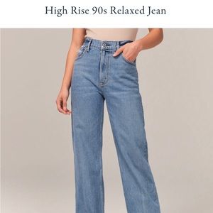Abercrombie and Fitch High Rise 90s relaxed jean, medium wash. Never worn